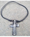 Alphabey's Black Criss Cross Buffalo Bone Necklace For Men